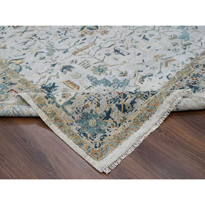 8'10" x 11'10" New Hand Knotted Grey Wool Rectangle Oriental Rug - MOA10210312