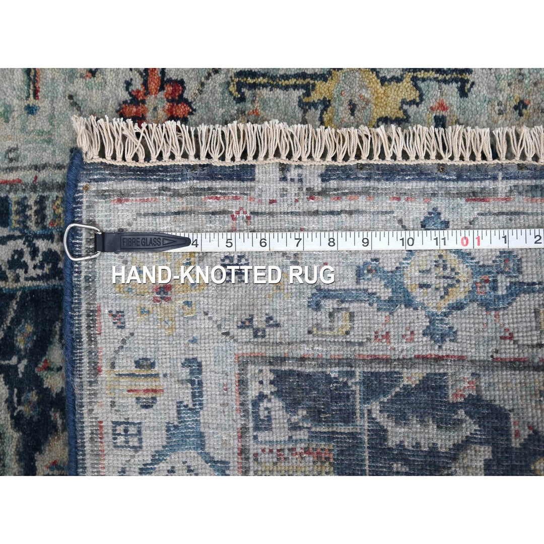2'7" x 7'11" New Hand Knotted Blue Wool Runner Oriental Rug - MOA10210313