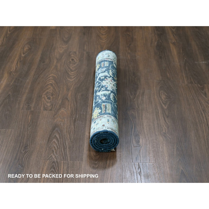 3'2" x 4'10" New Hand Knotted Blue Wool Rectangle Oriental Rug - MOA10210315