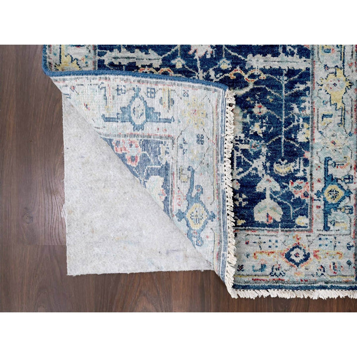 2'7" x 5'9" New Hand Knotted Blue Wool Runner Oriental Rug - MOA10210316