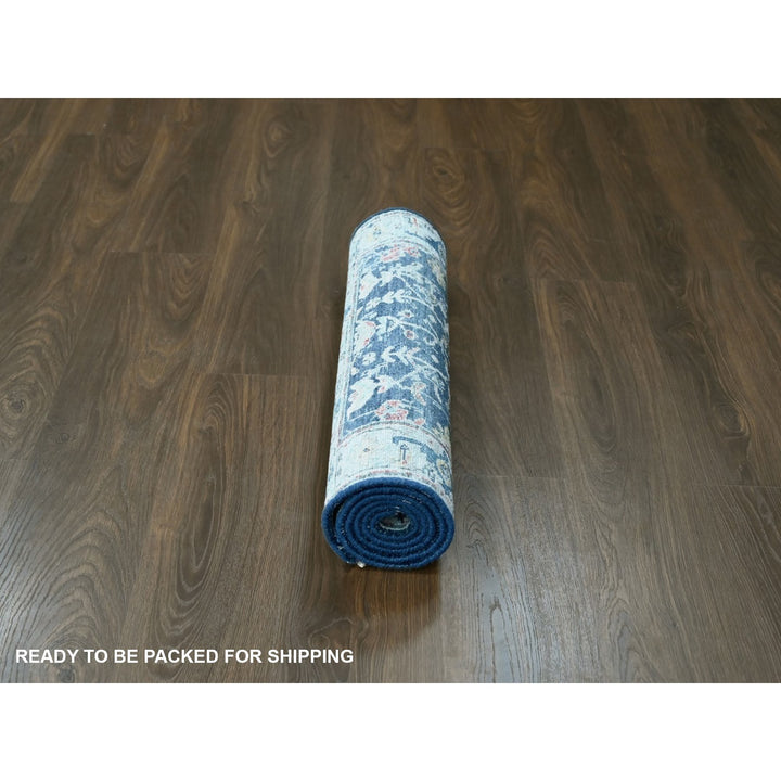 2'7" x 5'9" New Hand Knotted Blue Wool Runner Oriental Rug - MOA10210316
