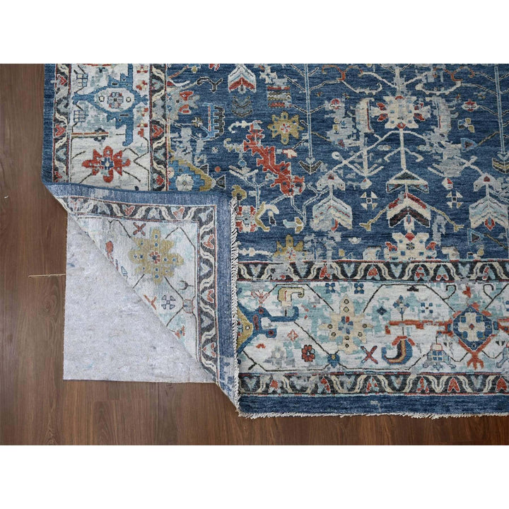 9'1" x 12'0" New Hand Knotted Blue Wool Rectangle Oriental Rug - MOA10210320