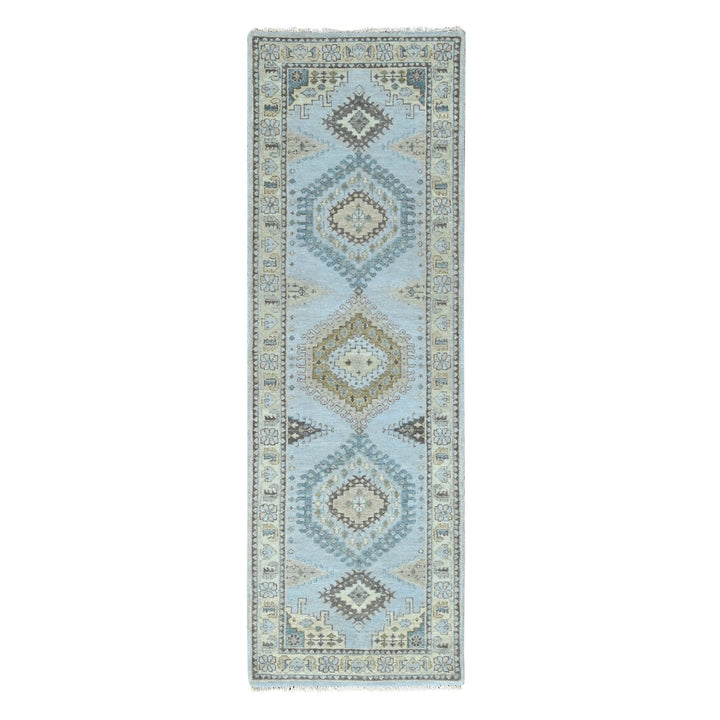 2'7" x 7'10" New Hand Knotted Grey Wool Runner Oriental Rug - MOA10210321