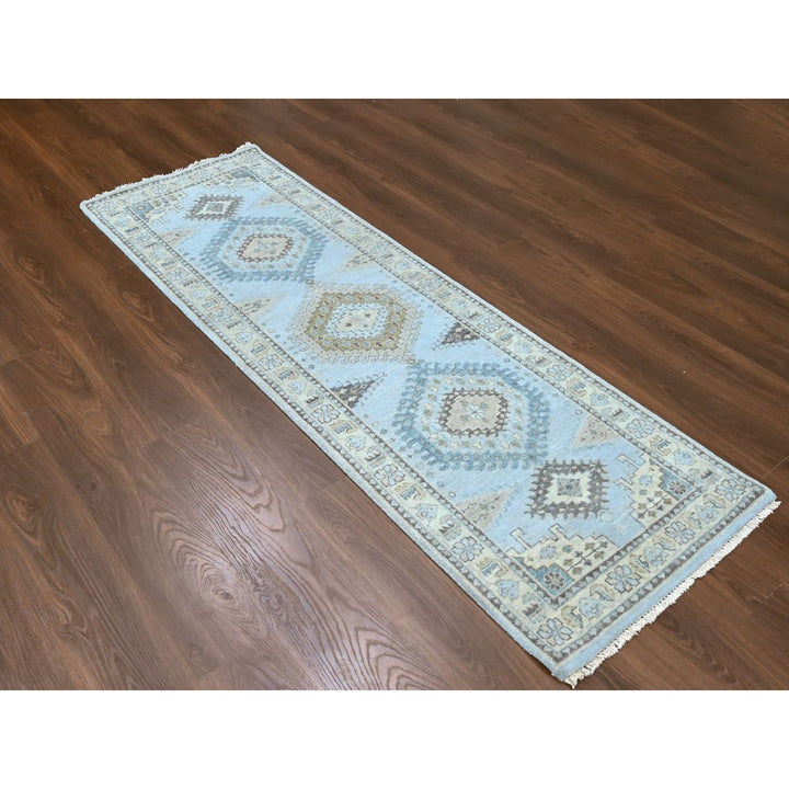 2'7" x 7'10" New Hand Knotted Grey Wool Runner Oriental Rug - MOA10210321