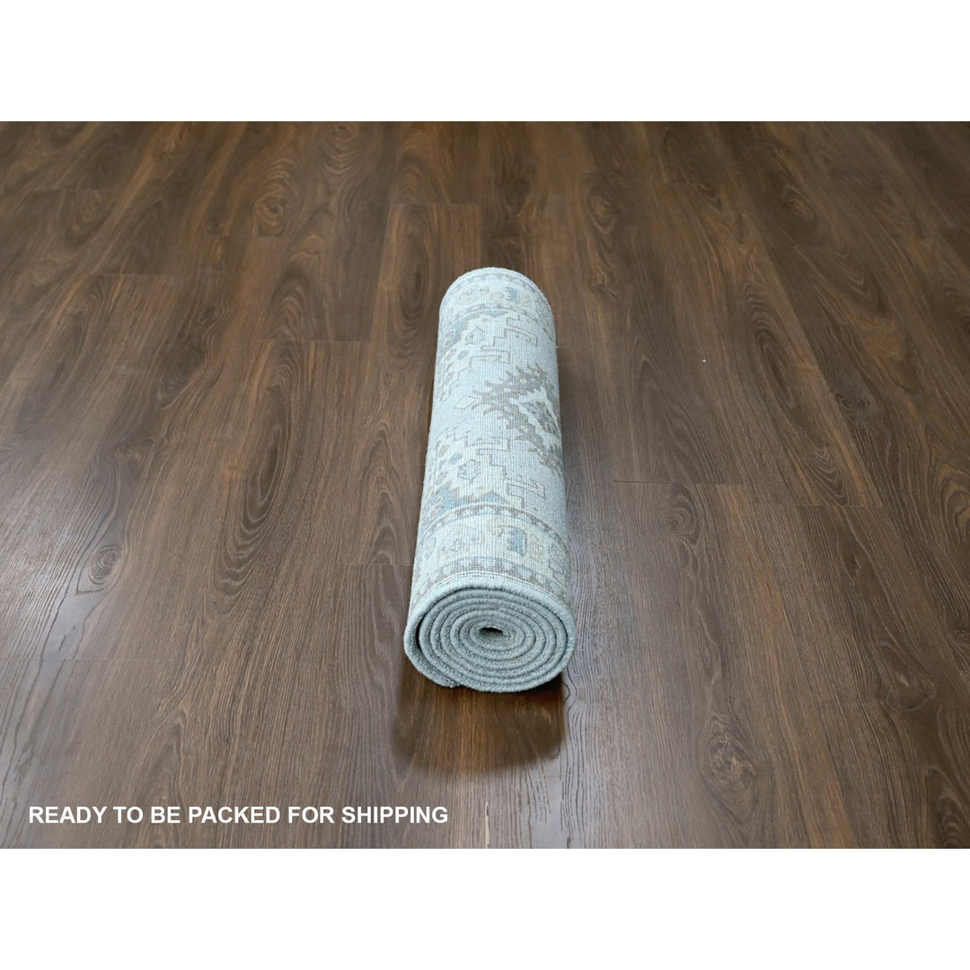 2'7" x 7'10" New Hand Knotted Grey Wool Runner Oriental Rug - MOA10210321