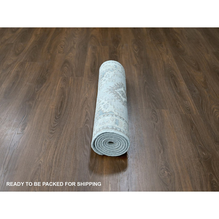 2'7" x 7'10" New Hand Knotted Grey Wool Runner Oriental Rug - MOA10210321