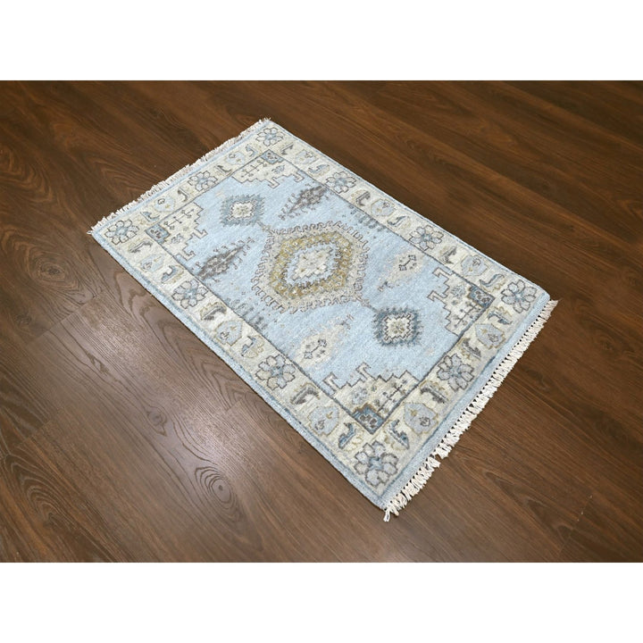 2'0" x 3'0" New Hand Knotted Grey Wool Rectangle Oriental Rug - MOA10210324