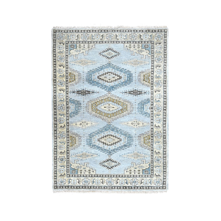 4'1" x 6'0" New Hand Knotted Grey Wool Rectangle Oriental Rug - MOA10210325