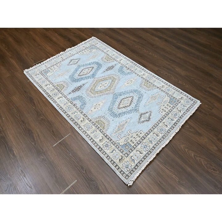 4'1" x 6'0" New Hand Knotted Grey Wool Rectangle Oriental Rug - MOA10210325