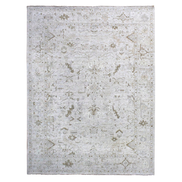 9'0" x 12'0" New Hand Knotted Grey Wool Rectangle Oriental Rug - MOA10210328