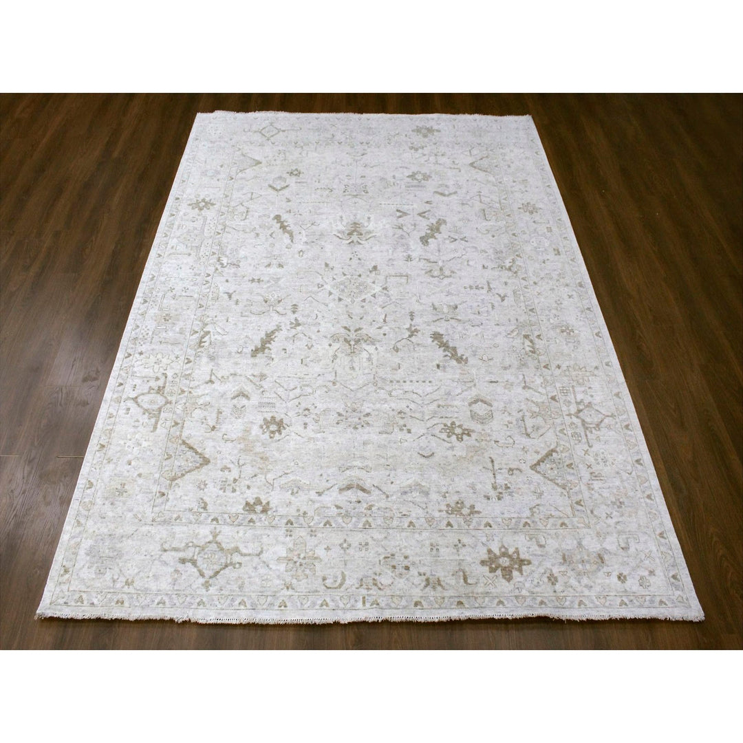 9'0" x 12'0" New Hand Knotted Grey Wool Rectangle Oriental Rug - MOA10210328