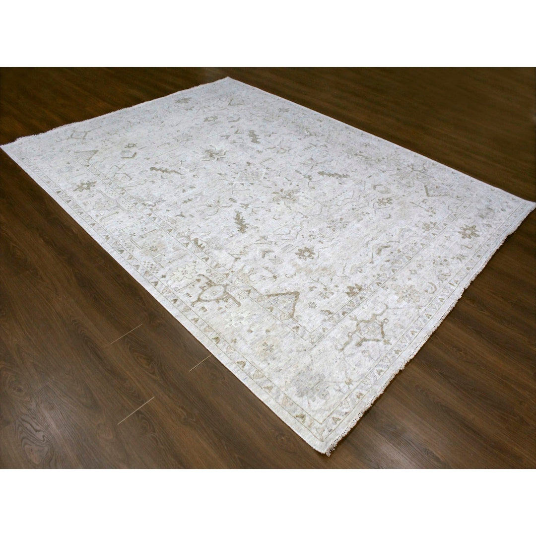 9'0" x 12'0" New Hand Knotted Grey Wool Rectangle Oriental Rug - MOA10210328
