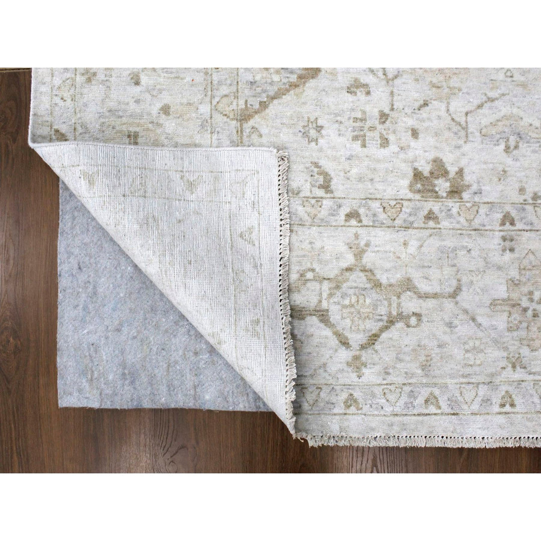 9'0" x 12'0" New Hand Knotted Grey Wool Rectangle Oriental Rug - MOA10210328