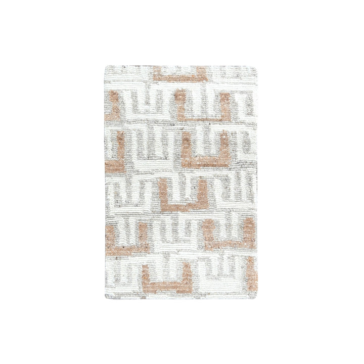 2'1" x 3'0" New Hand Knotted Ivory Wool Rectangle Oriental Rug - MOA10210329