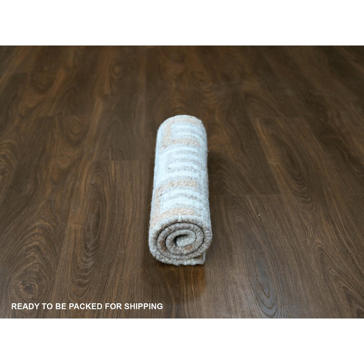 2'1" x 3'0" New Hand Knotted Ivory Wool Rectangle Oriental Rug - MOA10210329