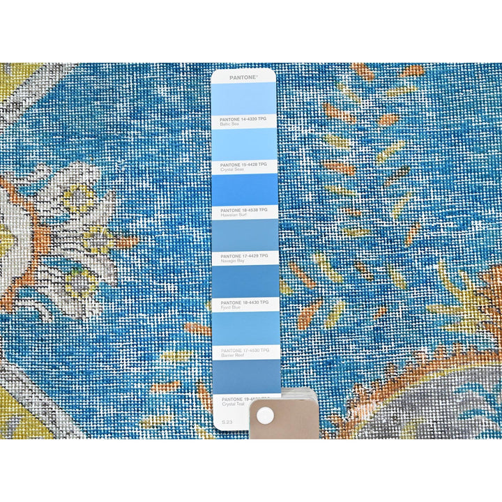 9'2" x 12'1" Vintage Hand Knotted Blue Wool Rectangle Oriental Rug - MOA1021032
