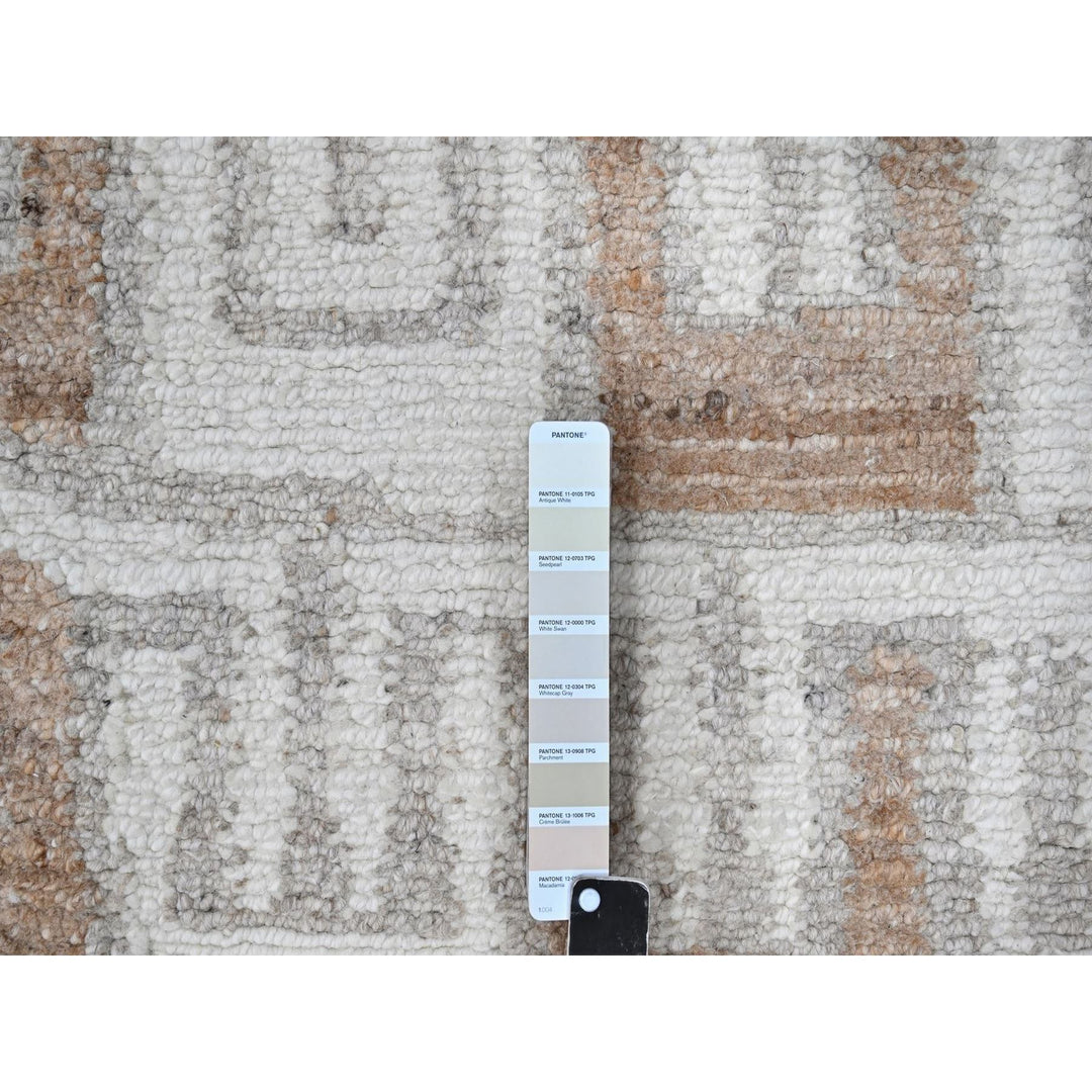 9'3" x 11'9" New Hand Knotted Ivory Wool Rectangle Oriental Rug - MOA10210332