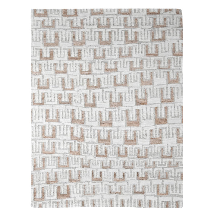 9'0" x 12'4" New Hand Knotted Ivory Wool Rectangle Oriental Rug - MOA10210333