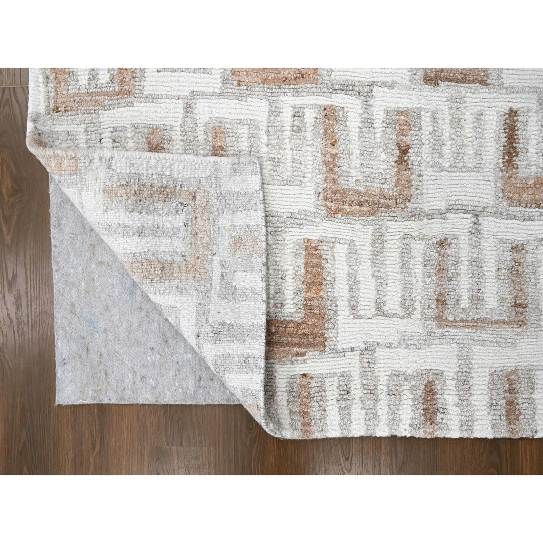 9'0" x 12'4" New Hand Knotted Ivory Wool Rectangle Oriental Rug - MOA10210333