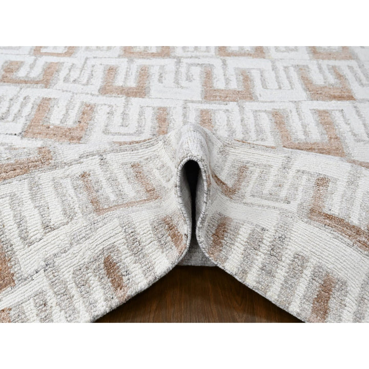 9'0" x 12'4" New Hand Knotted Ivory Wool Rectangle Oriental Rug - MOA10210333