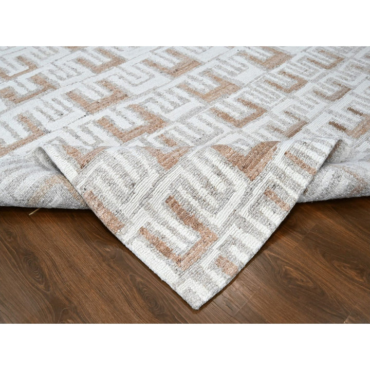 9'0" x 12'4" New Hand Knotted Ivory Wool Rectangle Oriental Rug - MOA10210333