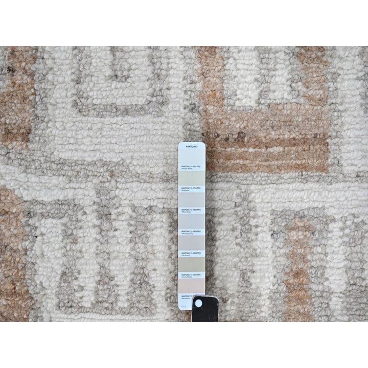 9'0" x 12'4" New Hand Knotted Ivory Wool Rectangle Oriental Rug - MOA10210333