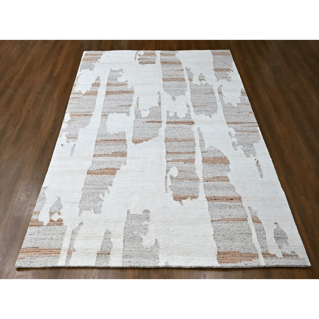 9'2" x 12'0" New Hand Knotted Ivory Wool Rectangle Oriental Rug - MOA10210334