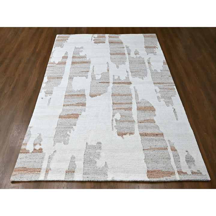 9'2" x 12'0" New Hand Knotted Ivory Wool Rectangle Oriental Rug - MOA10210334