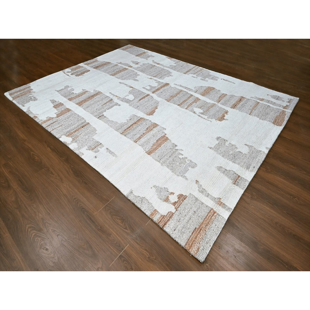 9'2" x 12'0" New Hand Knotted Ivory Wool Rectangle Oriental Rug - MOA10210334