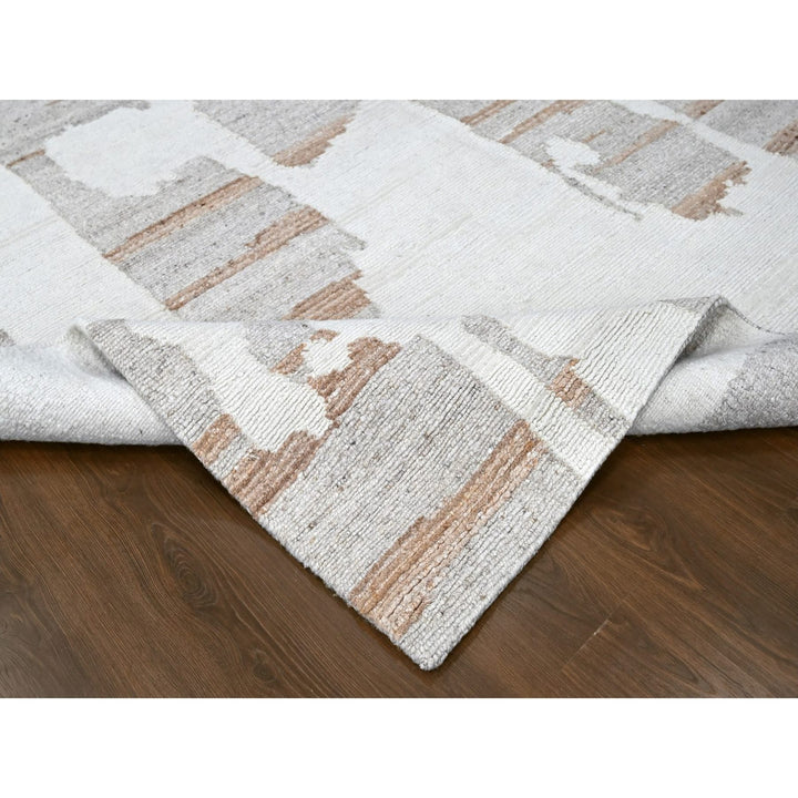 9'2" x 12'0" New Hand Knotted Ivory Wool Rectangle Oriental Rug - MOA10210334