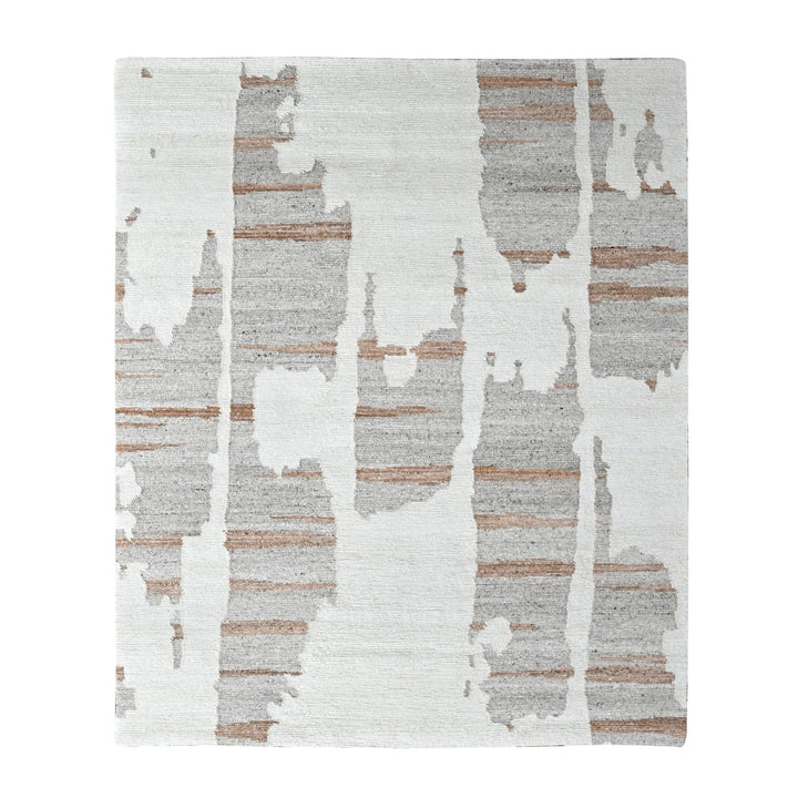 8'2" x 10'0" New Hand Knotted Ivory Wool Rectangle Oriental Rug - MOA10210335