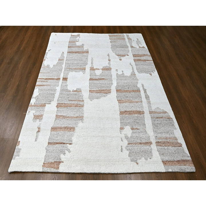 8'2" x 10'0" New Hand Knotted Ivory Wool Rectangle Oriental Rug - MOA10210335
