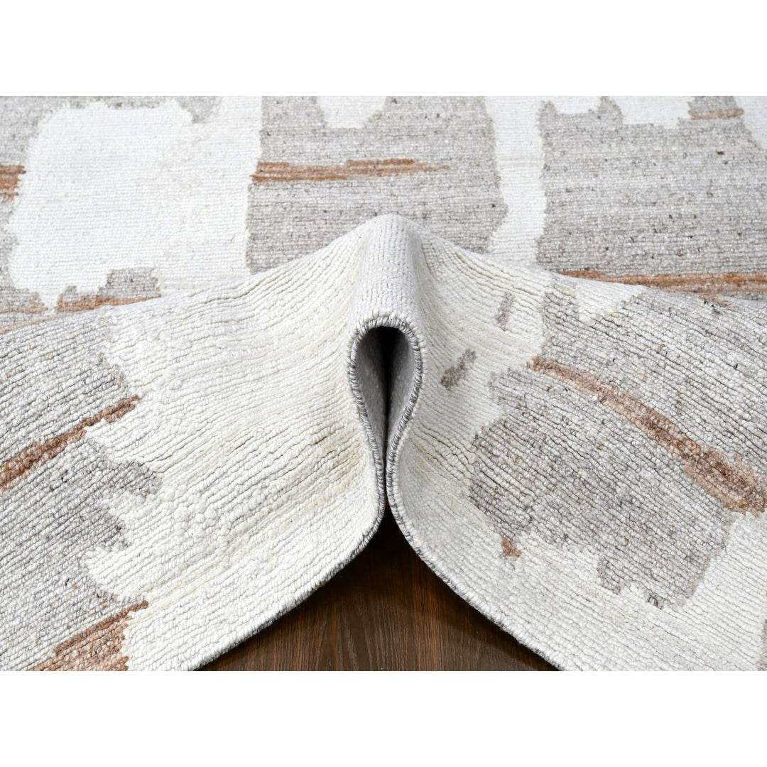 8'2" x 10'0" New Hand Knotted Ivory Wool Rectangle Oriental Rug - MOA10210335