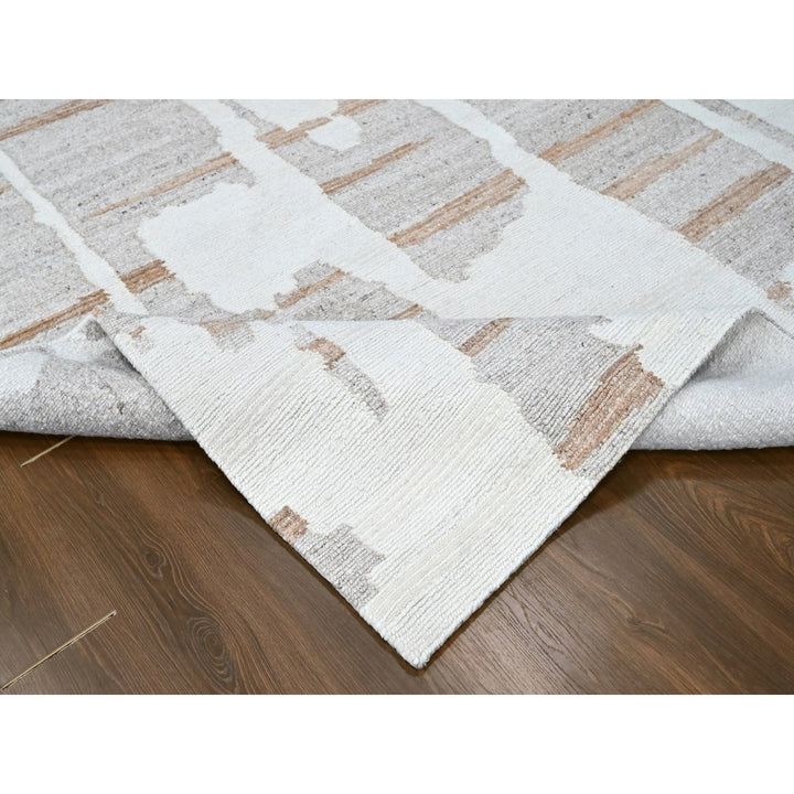 8'2" x 10'0" New Hand Knotted Ivory Wool Rectangle Oriental Rug - MOA10210335