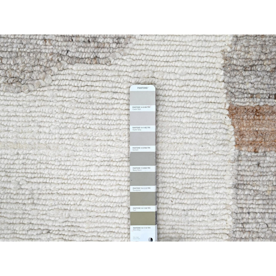 8'2" x 10'0" New Hand Knotted Ivory Wool Rectangle Oriental Rug - MOA10210335
