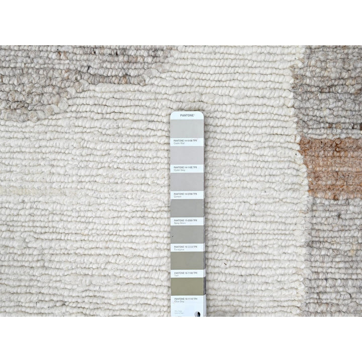 8'2" x 10'0" New Hand Knotted Ivory Wool Rectangle Oriental Rug - MOA10210335