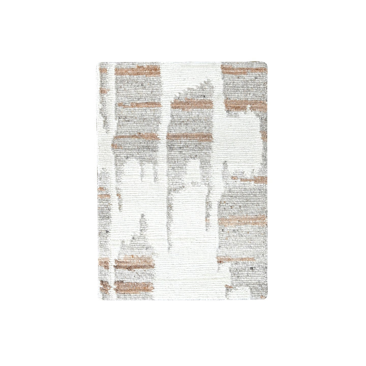 2'1" x 2'11" New Hand Knotted Ivory Wool Rectangle Oriental Rug - MOA10210337