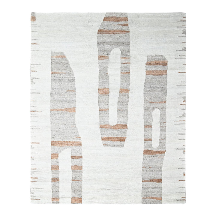 9'3" x 12'0" New Hand Knotted Ivory Wool Rectangle Oriental Rug - MOA10210338