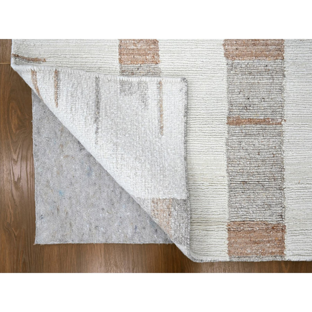 9'3" x 12'0" New Hand Knotted Ivory Wool Rectangle Oriental Rug - MOA10210338