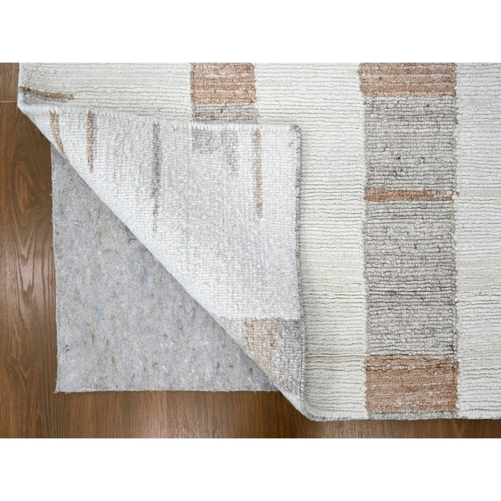 9'3" x 12'0" New Hand Knotted Ivory Wool Rectangle Oriental Rug - MOA10210338