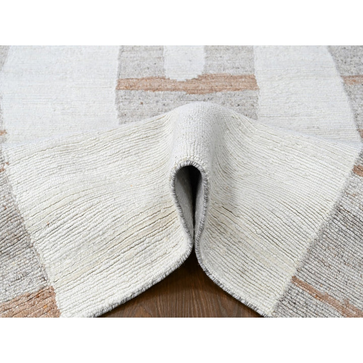 9'3" x 12'0" New Hand Knotted Ivory Wool Rectangle Oriental Rug - MOA10210338