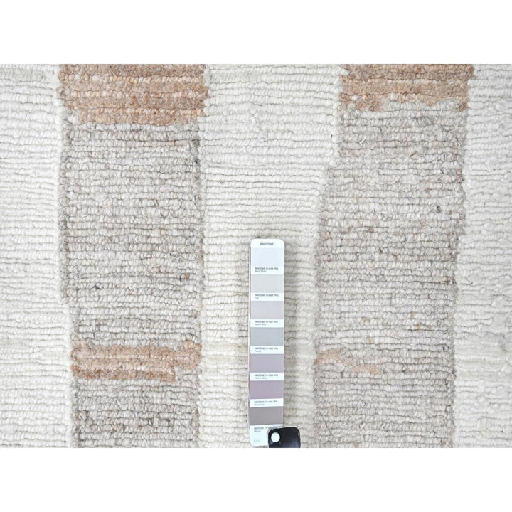 9'3" x 12'0" New Hand Knotted Ivory Wool Rectangle Oriental Rug - MOA10210338