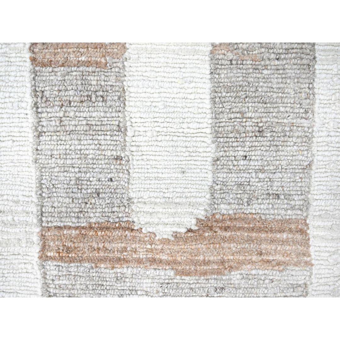 9'3" x 12'0" New Hand Knotted Ivory Wool Rectangle Oriental Rug - MOA10210338