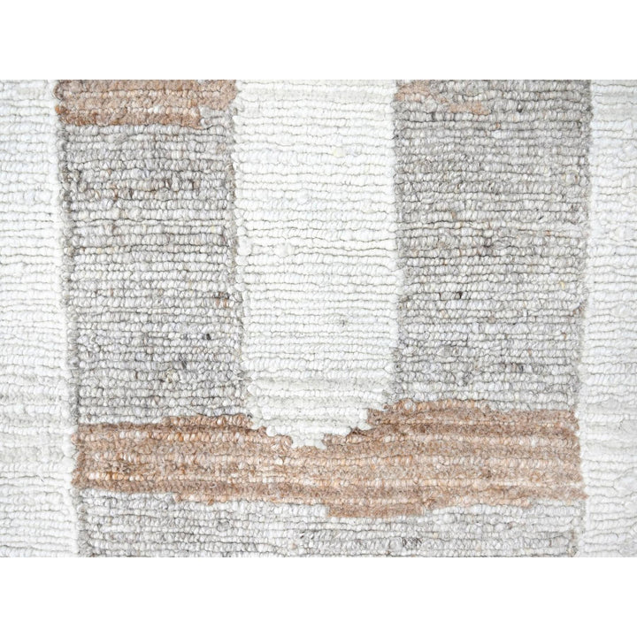 9'3" x 12'0" New Hand Knotted Ivory Wool Rectangle Oriental Rug - MOA10210338