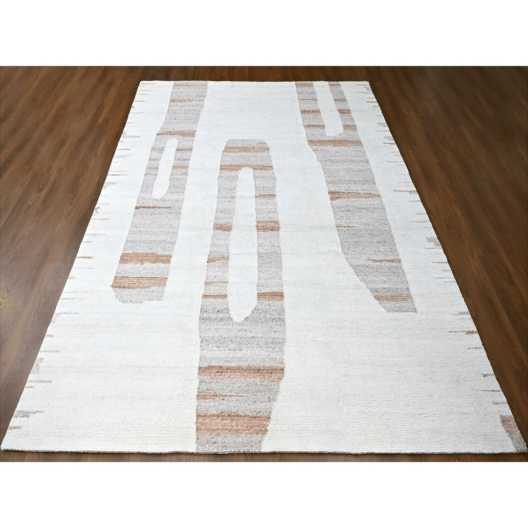 10'0" x 14'2" New Hand Knotted Ivory Wool Rectangle Oriental Rug - MOA10210339