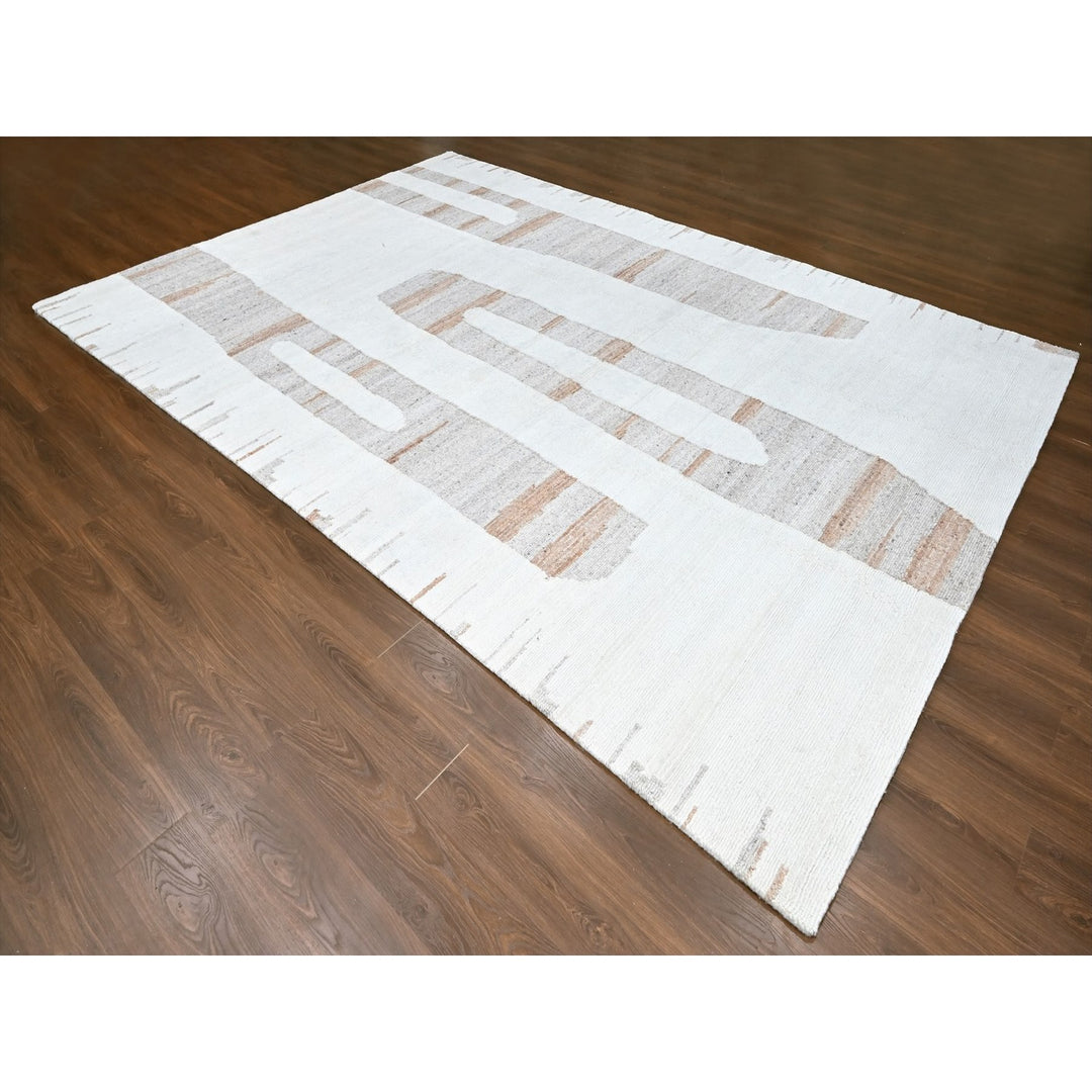 10'0" x 14'2" New Hand Knotted Ivory Wool Rectangle Oriental Rug - MOA10210339