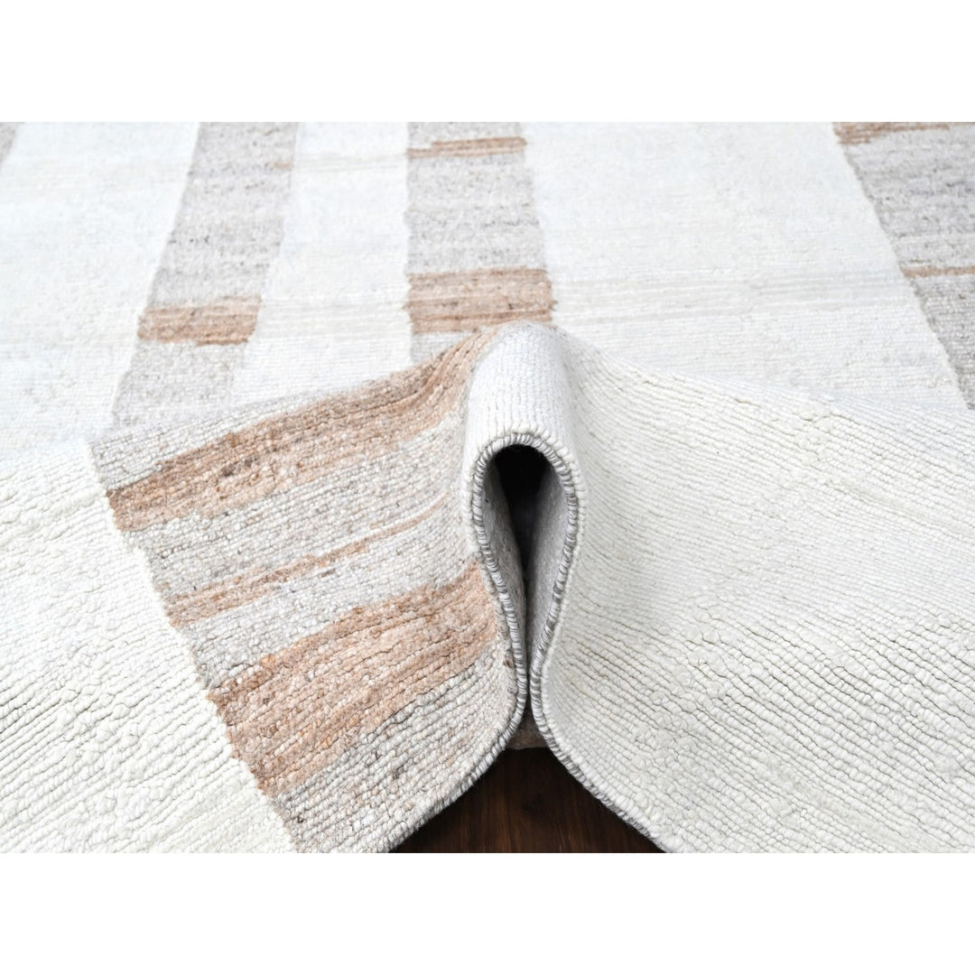 10'0" x 14'2" New Hand Knotted Ivory Wool Rectangle Oriental Rug - MOA10210339