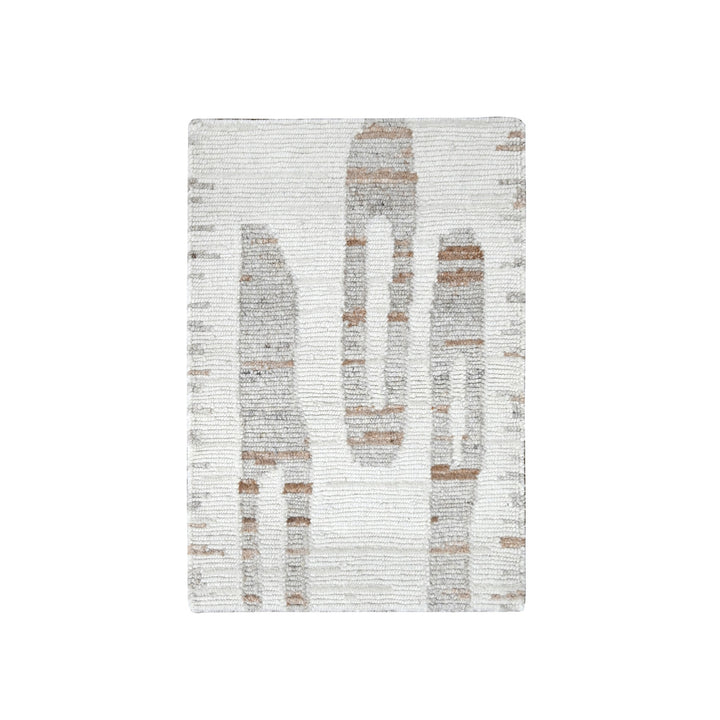 2'2" x 3'0" New Hand Knotted Ivory Wool Rectangle Oriental Rug - MOA10210342