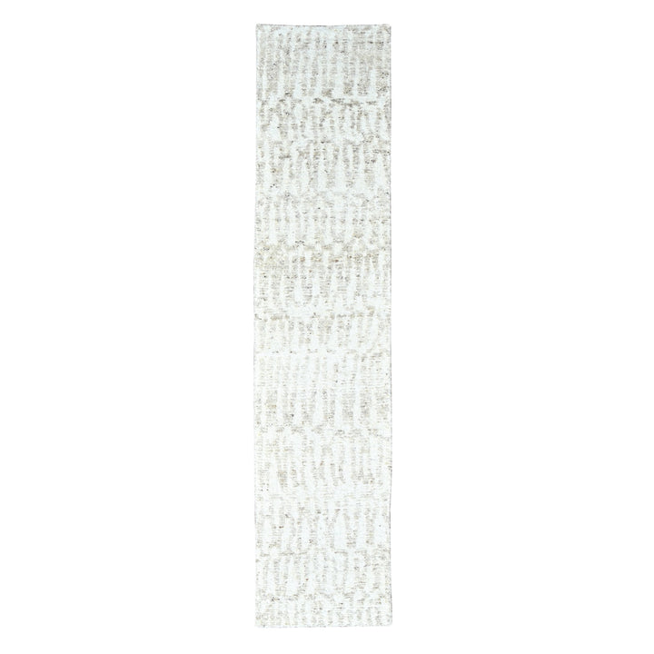 2'6" x 11'10" New Hand Knotted Ivory Wool Runner Oriental Rug - MOA10210343