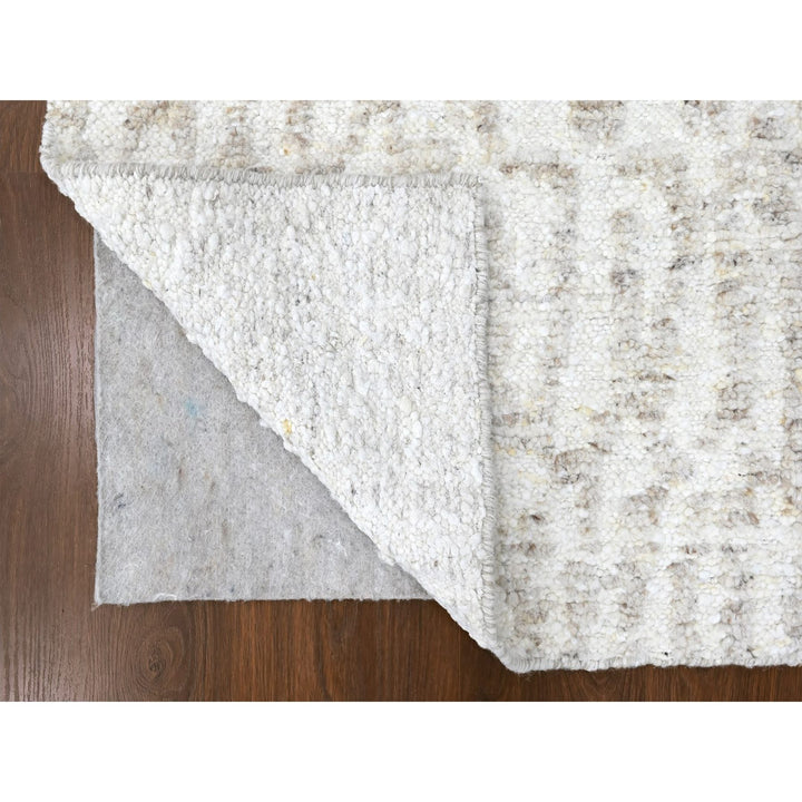 2'6" x 11'10" New Hand Knotted Ivory Wool Runner Oriental Rug - MOA10210343